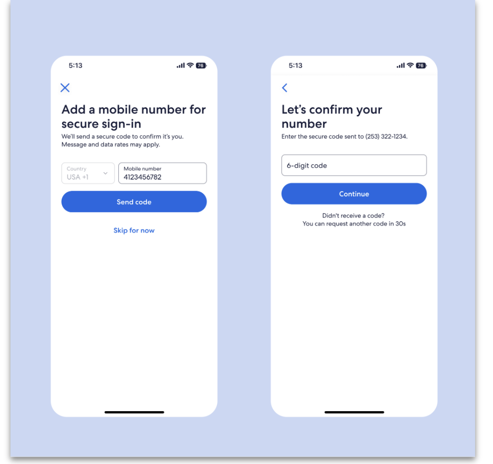 After screens showing what changed following user testing