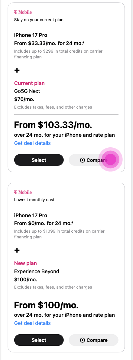 Final value proposition tags applied to pricing cards