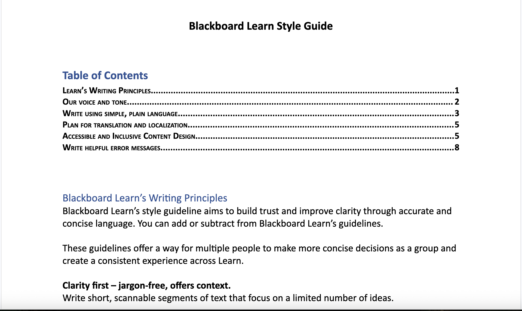 The full Blackboard Learn style guide